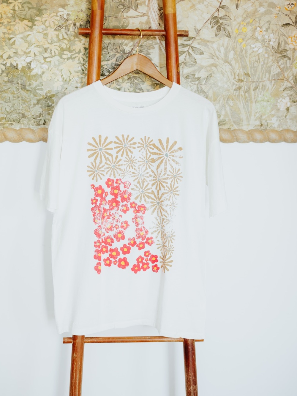 Floral Vintage-Wash Oversize Graphic Tee NWT